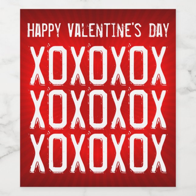 Étiquette Pour Bouteilles De Vin Saint Valentin XOXOXOX (Étiquettes simples)