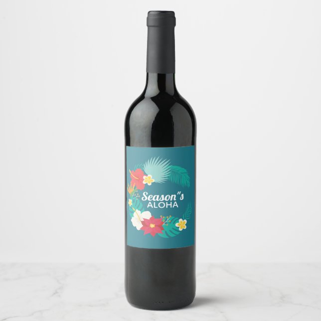 Étiquette Pour Bouteilles De Vin Saison Aloha Hawaiian (Devant)