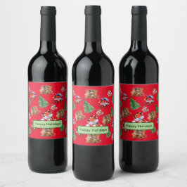 Étiquette Pour Bouteilles De Vin Saison de vacances Rouge