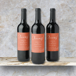 Étiquette Pour Bouteilles De Vin Salaire Verona Sunset Elégant Mariage Floral Orang
