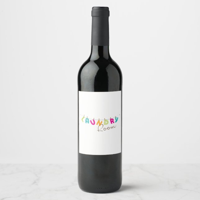 Étiquette Pour Bouteilles De Vin Salle de blanchisserie (Devant)