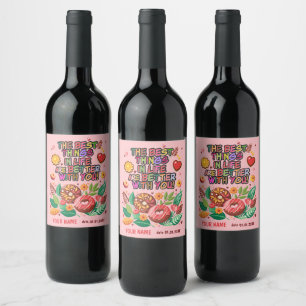 Étiquette Pour Bouteilles De Vin Salle de classe Saint-Valentin Fleur de beigne Per