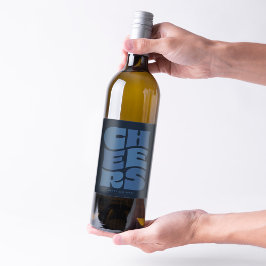 Étiquette Pour Bouteilles De Vin Salue amusante marine bleu rétro Nouvel An