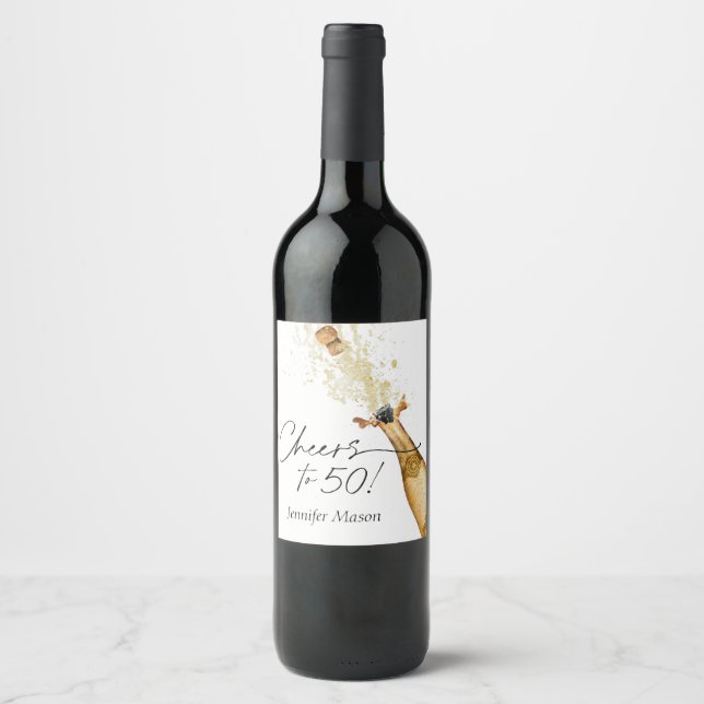 Étiquette Pour Bouteilles De Vin Salutations à 50 anniversaire (Devant)
