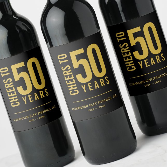 Étiquette Pour Bouteilles De Vin Salutations à 50 ans anniversaire d'affaires (Créateur téléchargé)