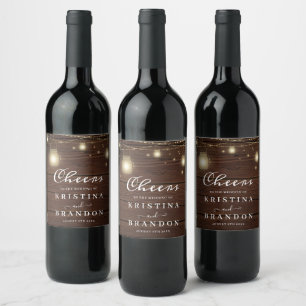 Étiquette Pour Bouteilles De Vin Salutations À La Chaîne De Bois Rustique Mariage