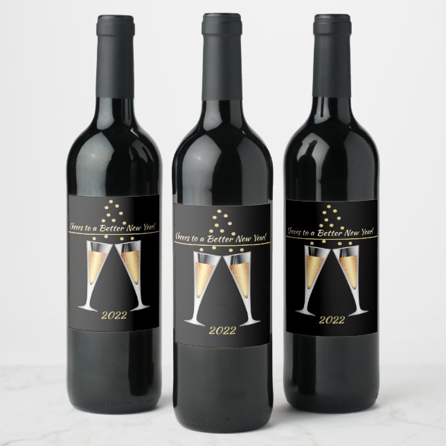 Étiquette Pour Bouteilles De Vin Salutations pour un meilleur Nouvel An Flutes de V (Bouteilles)