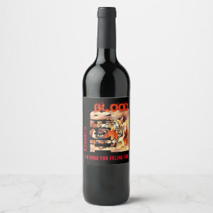 Étiquette Pour Bouteilles De Vin Sang élégant drôle de tigre