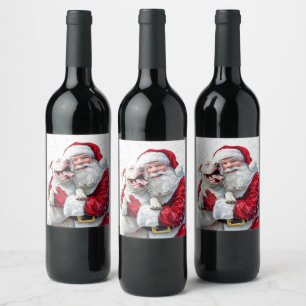Étiquette Pour Bouteilles De Vin Santa Claus et Pitbull Chien Chien Chien Chien