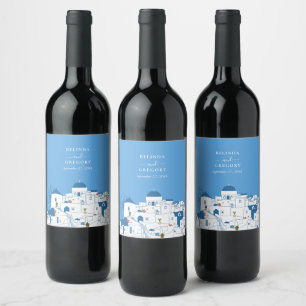 Étiquette Pour Bouteilles De Vin Santorin Destination Mariage de l'île grecque