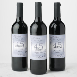 Étiquette Pour Bouteilles De Vin Sapphire Gem & Parties scintillant 45e anniversair