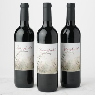 Étiquette Pour Bouteilles De Vin Scène rêvée de fleurs de printemps