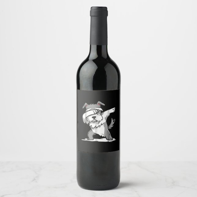 Étiquette Pour Bouteilles De Vin Schnauzer Cute Dabbing Funny Dab Dance Cadeau (Devant)