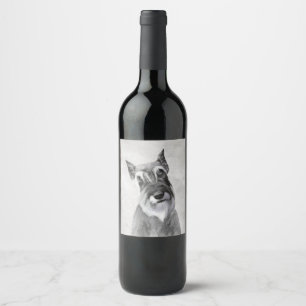 Étiquette Pour Bouteilles De Vin Schnauzer (Giant) Peinture - Chien Art