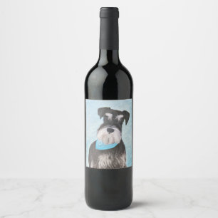 Étiquette Pour Bouteilles De Vin Schnauzer (Miniature) Peinture - Joli chien origin