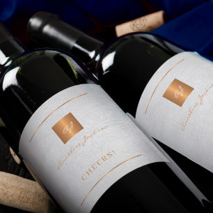 Étiquette Pour Bouteilles De Vin Script de nom personnalisé moderne en or blanc
