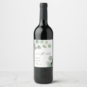 Étiquette Pour Bouteilles De Vin Script moderne élégant vintage non photo eucalyptu