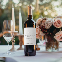 Étiquette Pour Bouteilles De Vin Script moderne Flair minimaliste Mariage blanc
