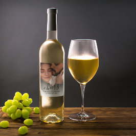 Étiquette Pour Bouteilles De Vin Script photo Mariage simple personnalisé