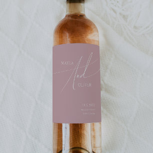 Étiquette Pour Bouteilles De Vin Script Whimsical Dusty Rose Mariage