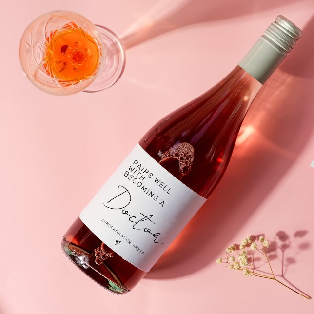 Étiquette Pour Bouteilles De Vin Se marie bien en devenant Docteur (Créateur téléchargé)