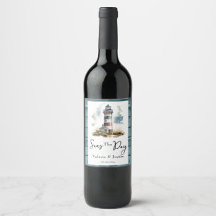 Étiquette Pour Bouteilles De Vin Seas the Day Lighthouse Mariage