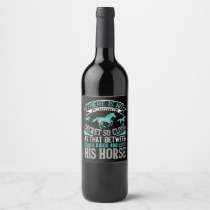 Étiquette Pour Bouteilles De Vin Secret de cheval entre cavalier et son cheval