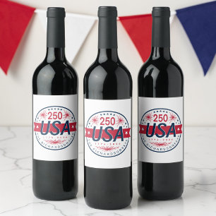 Étiquette Pour Bouteilles De Vin Semiquincentenaire des États-Unis 250e anniversair