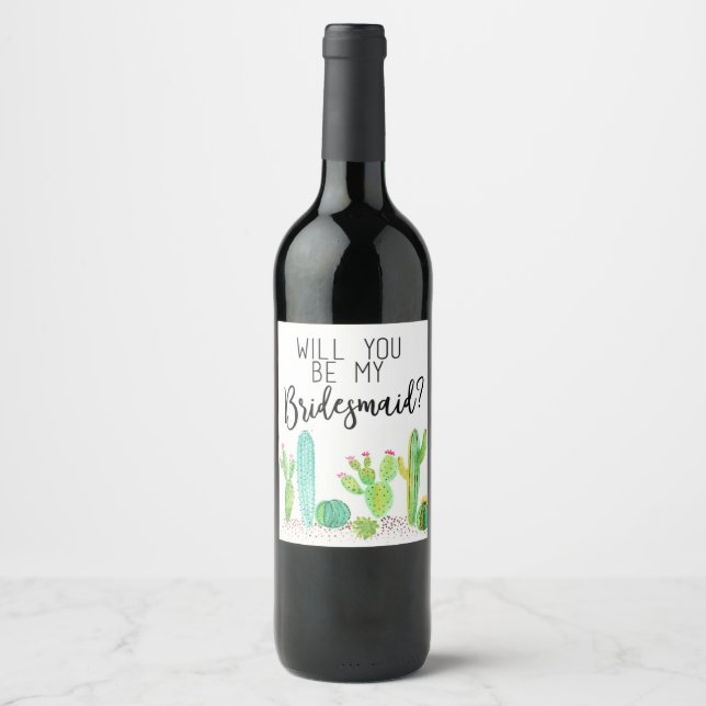 Étiquette Pour Bouteilles De Vin Seras-Tu Ma Demoiselle D'Honneur ? Cadeau De Maria (Devant)