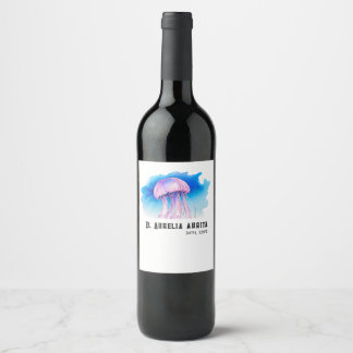 Étiquette Pour Bouteilles De Vin Série aquarelle : Méduse 2