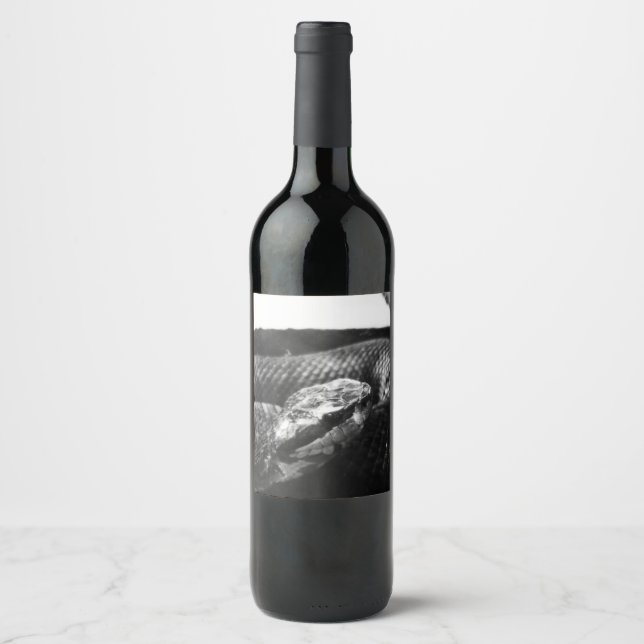 Étiquette Pour Bouteilles De Vin Serpent noir et blanc (Devant)
