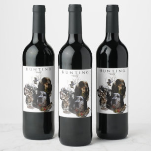 Étiquette Pour Bouteilles De Vin Setter anglais, chasse à la bécasse