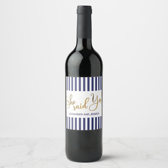 Étiquette Pour Bouteilles De Vin She Said Yes (Devant)