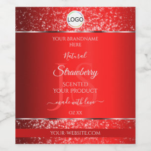 Étiquette Pour Bouteilles De Vin Shimmery Red Logo Initiales Parties scintillant Ét