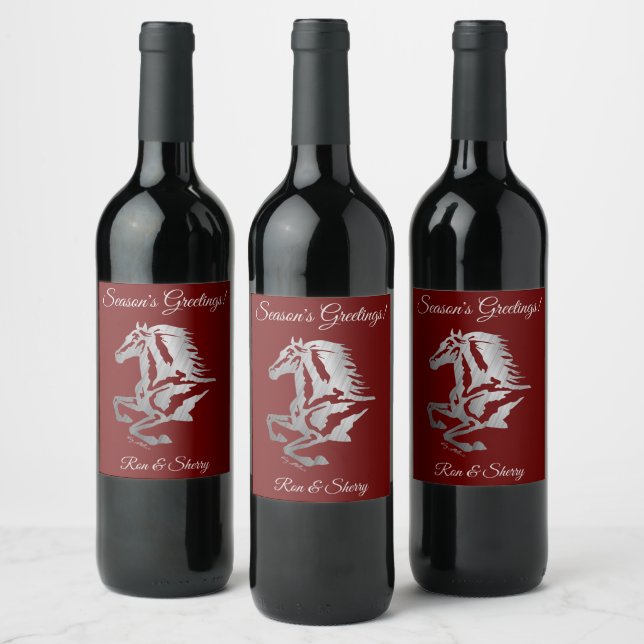 Étiquette Pour Bouteilles De Vin Silhouette Classé Cheval Argent (Bouteilles)