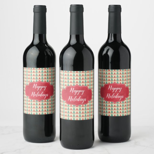 Étiquette Pour Bouteilles De Vin Silhouettes Arbre Rétro personnalisables (Bouteilles)