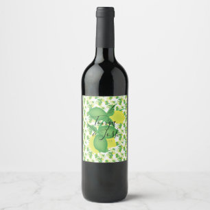 Étiquette Pour Bouteilles De Vin Silo Citrons et Limes Jaune Vert Mariage