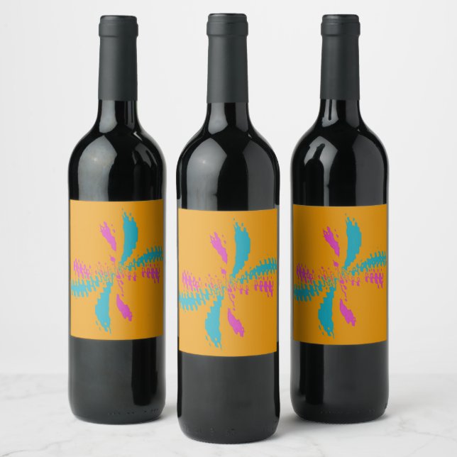 Étiquette Pour Bouteilles De Vin Simple Abstrait Papillon Motif Messy Vol (Bouteilles)