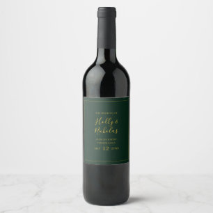 Étiquette Pour Bouteilles De Vin Simple Elegant Noël Vert Mariage Étiquette de vin