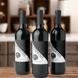 Étiquette Pour Bouteilles De Vin Simple Graduation noir et blanc