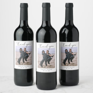 Étiquette Pour Bouteilles De Vin Simple Mariage de budget minimaliste photo