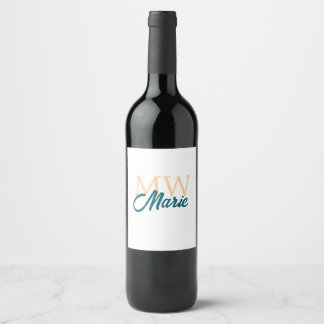 Étiquette Pour Bouteilles De Vin simple minimal add name monogram orange blue bold
