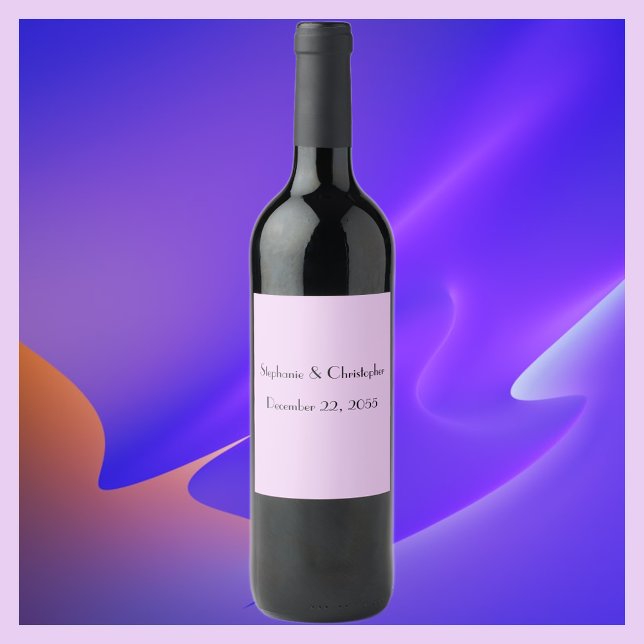 Étiquette Pour Bouteilles De Vin Simple Pale Purple et Noir mariage Faveur (Créateur téléchargé)