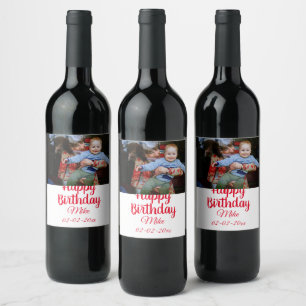 Étiquette Pour Bouteilles De Vin simple personnalisation heureuse invitation photo
