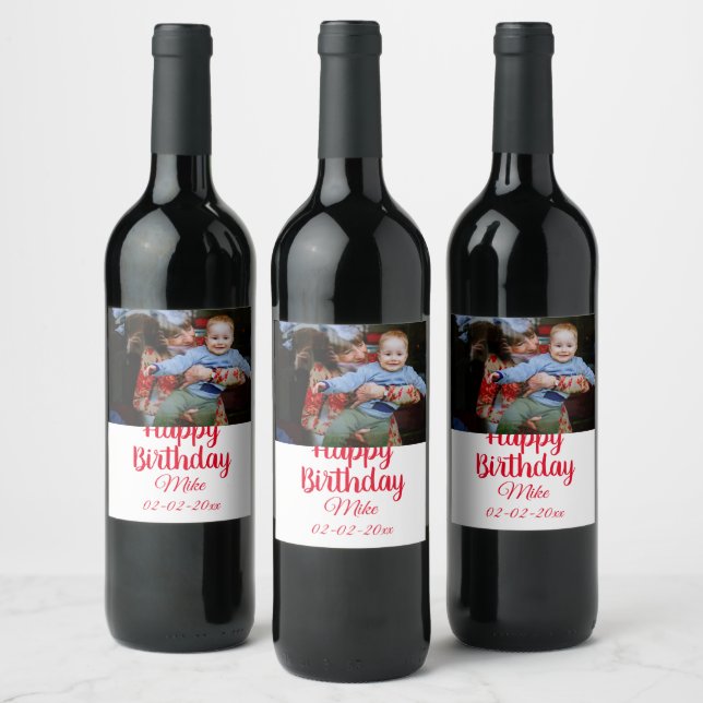 Étiquette Pour Bouteilles De Vin simple personnalisation heureuse invitation photo (Bouteilles)