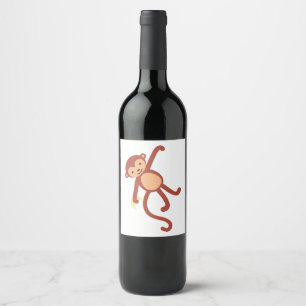 Étiquette Pour Bouteilles De Vin Singe accrochant