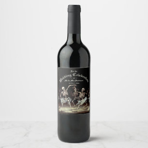 Étiquette Pour Bouteilles De Vin Skeletons dansants Mariage gothique
