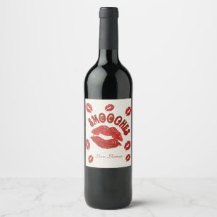 Étiquette Pour Bouteilles De Vin Smooches, Lèvres rouges