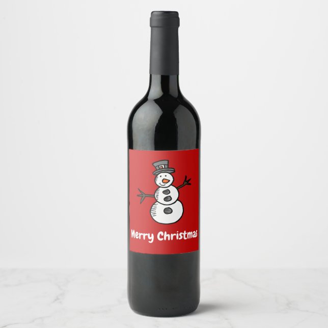 Étiquette Pour Bouteilles De Vin Snowman (Devant)