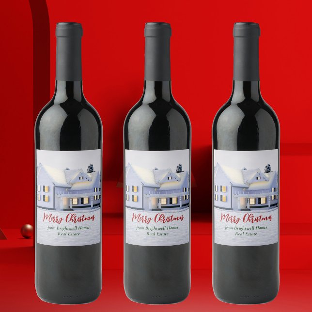 Étiquette Pour Bouteilles De Vin Société immobilière personnalisée Maison de Noël d (Créateur téléchargé)